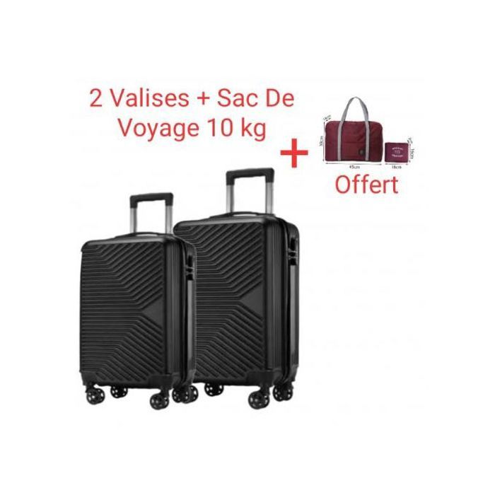 Ensemble 2 Valises Noir + Sac cabine
