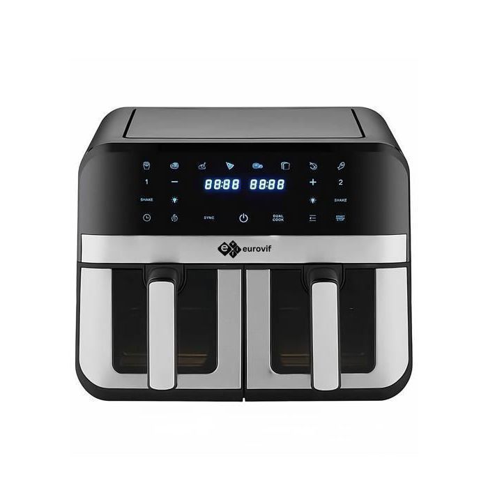 EURO VIF Friteuse Sans huile - 9L - Air fryer tactile - 2400W - double panier