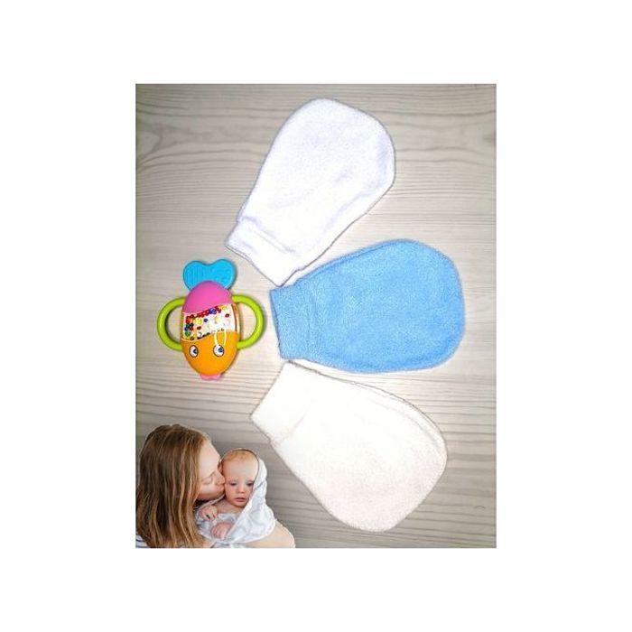 3 Gants de Bain pour nettoyer la Peau sensible de Bébé