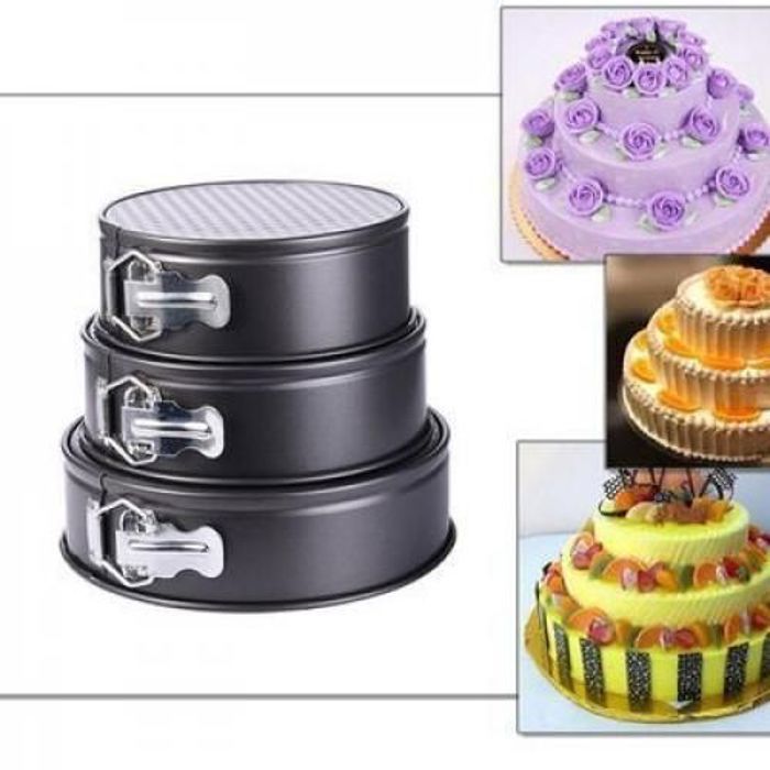 Moule à charnière - GENERIC - 3 pièces - Noir - 28cm, 26cm, 24cm - Idéal pour gâteaux