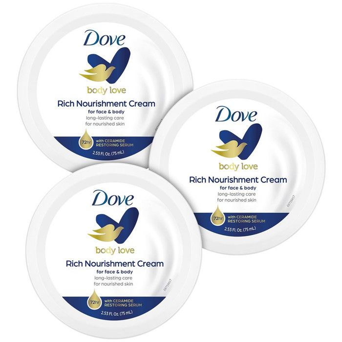 Crème Hydratante - Dove - Body Love - 75 ml - 72 heures d'hydratation - Non gras