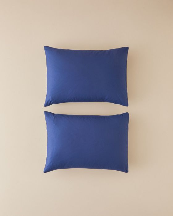 Taie d'oreiller unie bleu nuit 50x70 cm