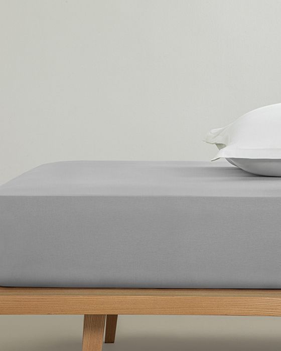 Drap-housse plat gris galet 160x200 cm
