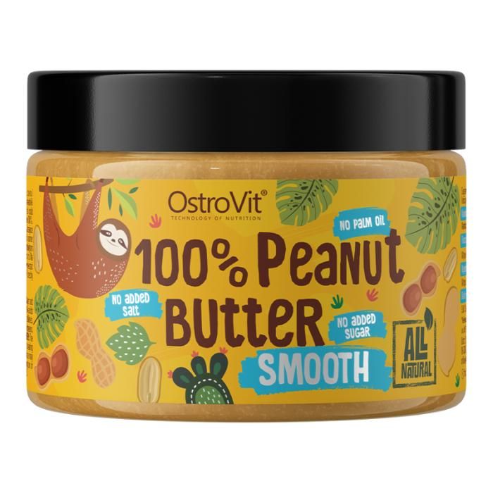 Peanut Butter 100% 500 g Smooth - Pâte de Cacahuète Pure, Sans Sel, Sucre ni Huile de Palme