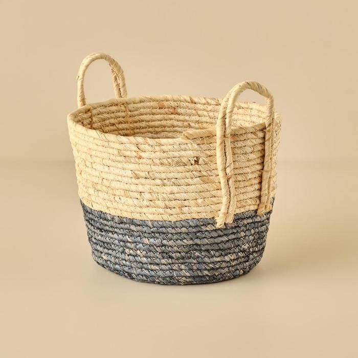 Panier en osier Arvis bleu - 50x30cm