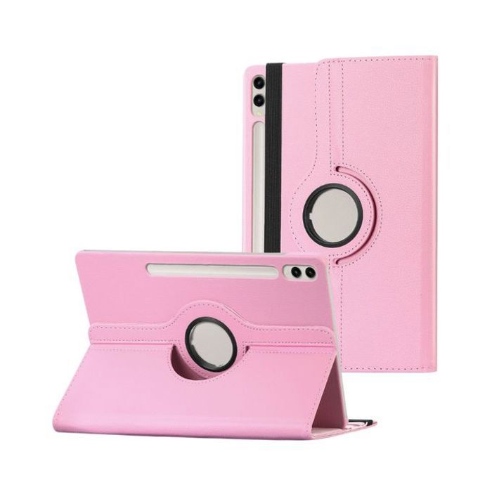 Coque Pour Samsung Galaxy Tab S9 Plus SM-X810, SM-X816B rotatif à 360 degrés Rose