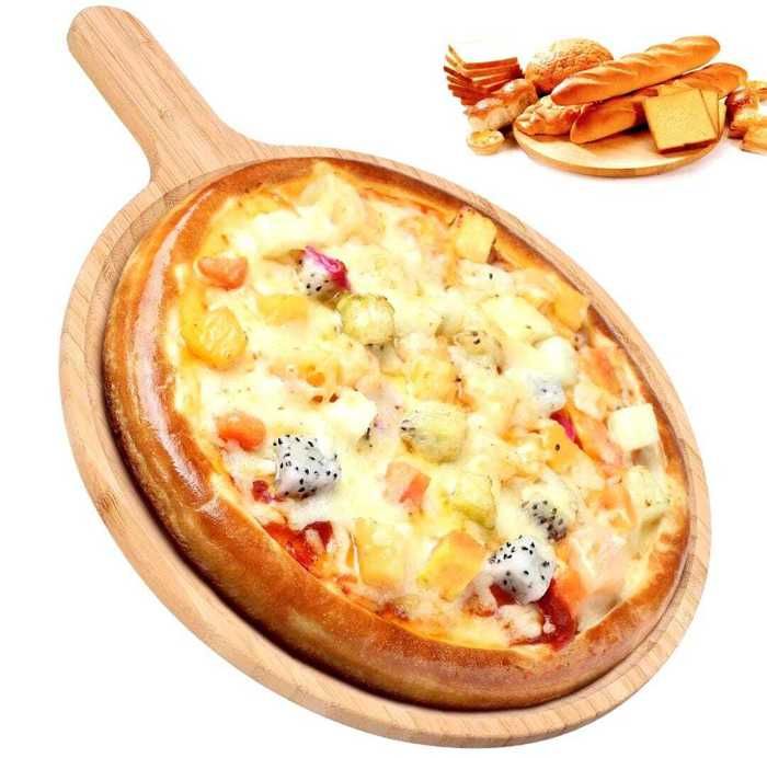 Planche à pizza portable en bois avec poignée