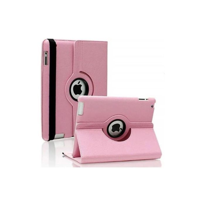 Coque de protection luxueux Pour Apple iPad 4,iPad 3,iPad 2  rotatif à 360 degrés Rose