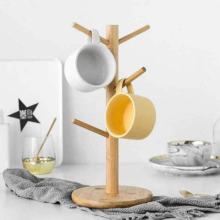 Supports de rangement vertical en bois pour tasse , présentoir pour café et thé