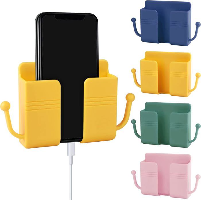 4 supports de téléphone muraux auto-adhésifs avec crochets pour organiser votre espace