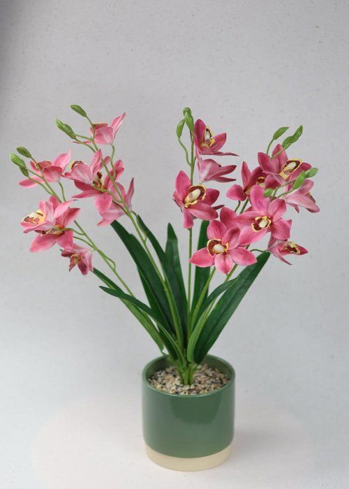 Plante artificielle - SISTERS FLOWERS - Cymbidium - 52 cm - Vert - Contemporain