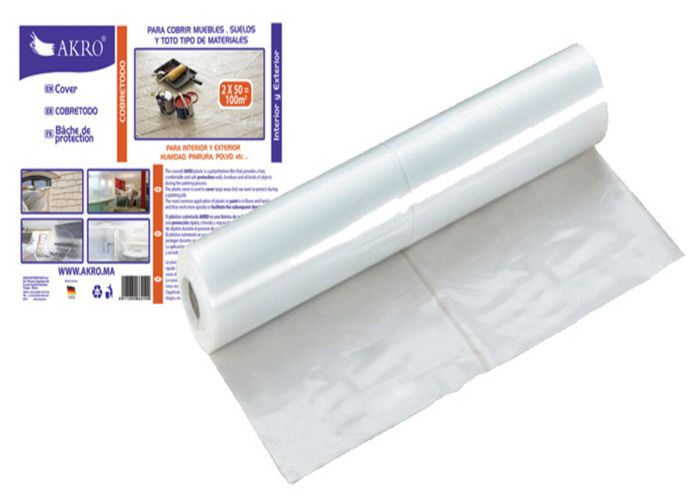 BACHE DE PROTECTION EN PLASTIQUE 2X50M