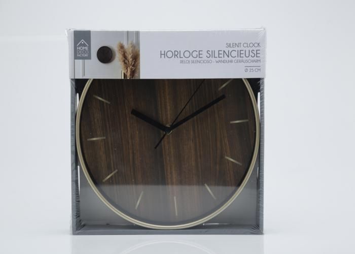 Horloge - Studio - Silencieuse - 25 cm - Métal - Marron
