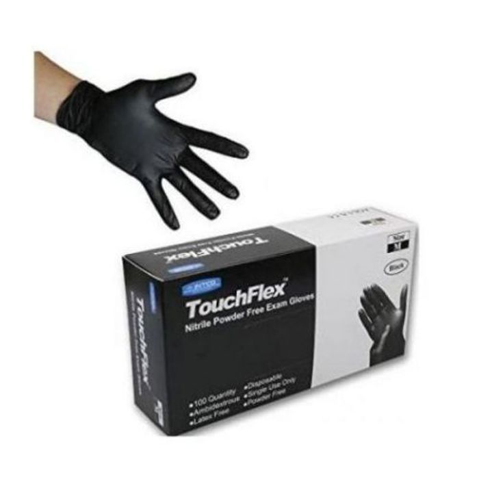 TouchFlex Gants Nitrile Noire pour la cuisine, taille M 100pes