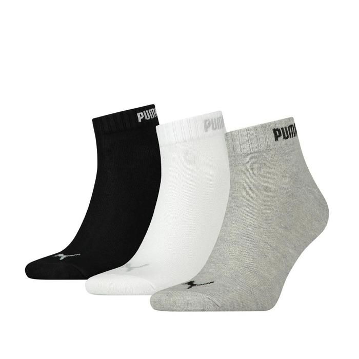 Chaussettes - PUMA - Quarter - Blanc/Noir/Gris - Homme - 73% Coton, 25% Polyester