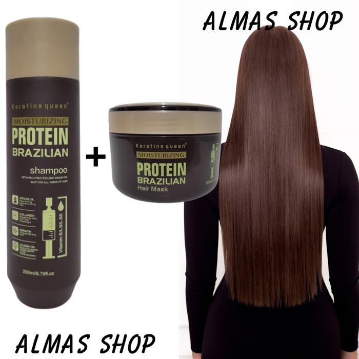 Pack Keratine Queen Shampoing 250 ml + Masque 200 ml Protein Brazilian