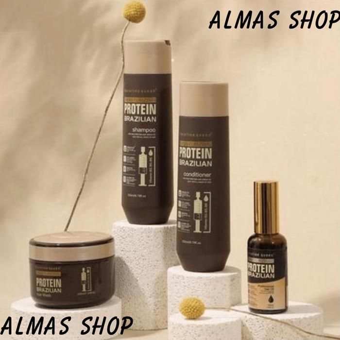 Pack Keratine Queen Shampoing 250 ml +Conditioner 250 ml +  Masque 200 ml + Huile de cheveux 50 ml