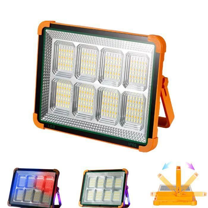 Lampe de travail LED 400 W Solaire étanche IP65, pour camping en plein air, chargement USB, rechargeable, projecteur LED solaire.