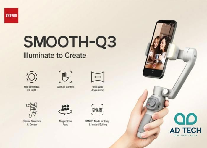 ZHIYUN Smooth Q3 Stabilisateur Smartphone 3 Axes, Telephone Gimbal pour iPhone et Android avec