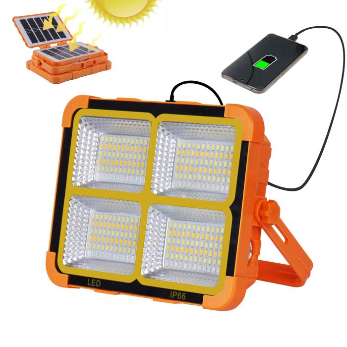 Lampe rechargeable 100 Watt solaire rechargeable étanche en ABS pour le travail en extérieur,