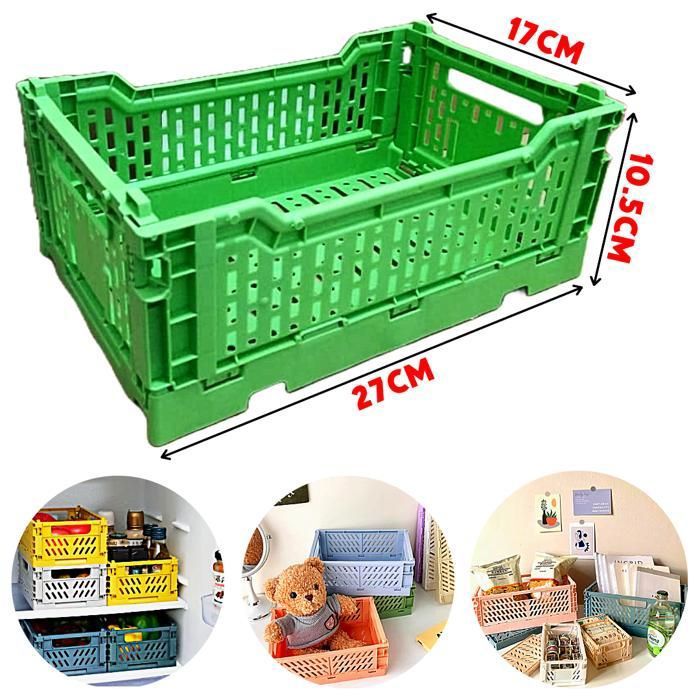 Panier de rangement pliable empilable organisateur en plastique pour la maison la cuisine réfrigérateur chambre enfant livre bureau