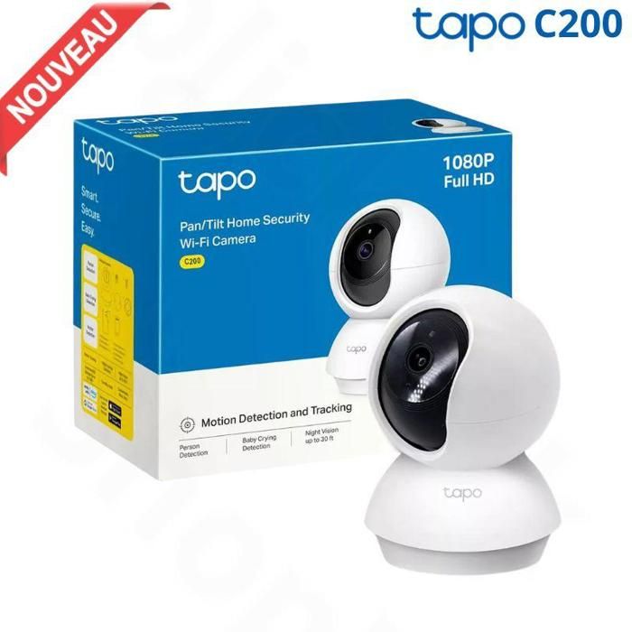 TP-Link Caméra Surveillance WiFi, Tapo camera ip 1080P sans Fil avec Vision Nocturne Détection de Mouvement, Caméra Bébé.Tapo C200
