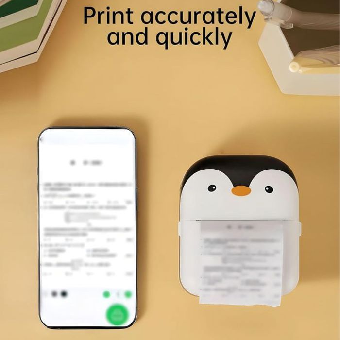 Mini imprimante thermique portable sans fil avec câble et un rouleau de papier
