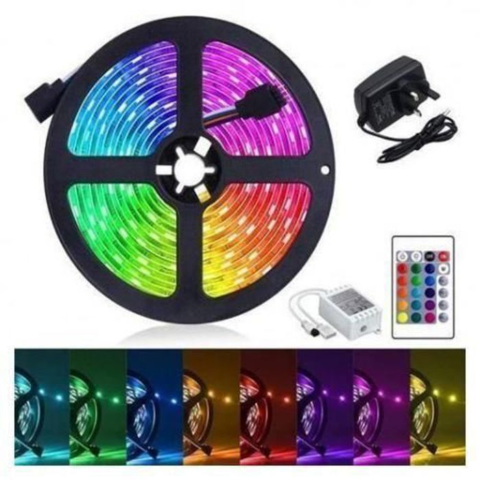 Ruban LED RGB Étanche 5M - 300 LED, 16 Couleurs avec Télécommande
