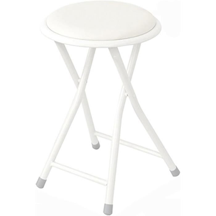 Tabouret pliable 30x30x44.5cm - Blanc