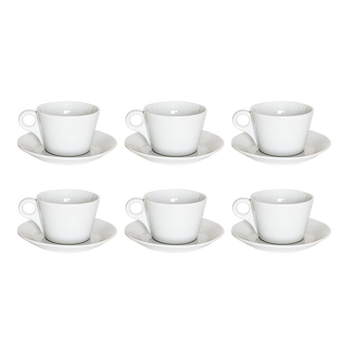 Pack de 6 tasses a cafe au lait avec soucoupes en ceramique