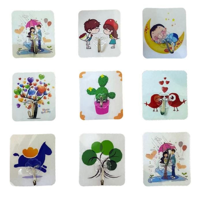Lot de 4 crochets de rangement polyvalents à styles variés, auto-adhésifs
