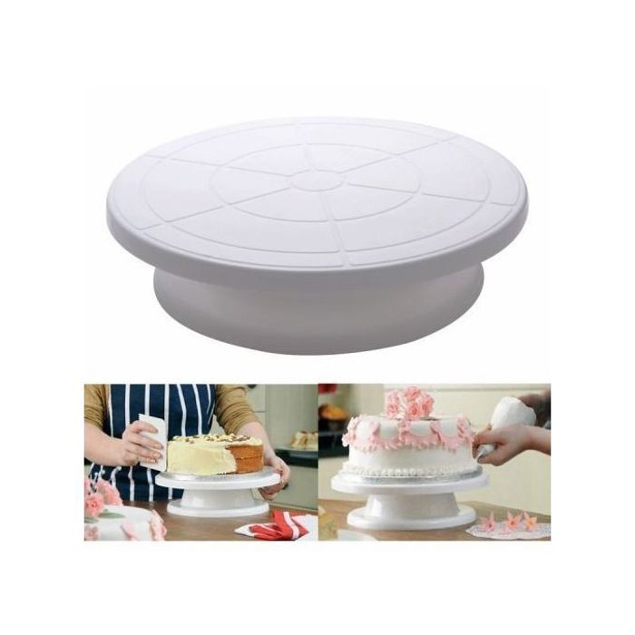Plateau tournant blanc pour gâteau