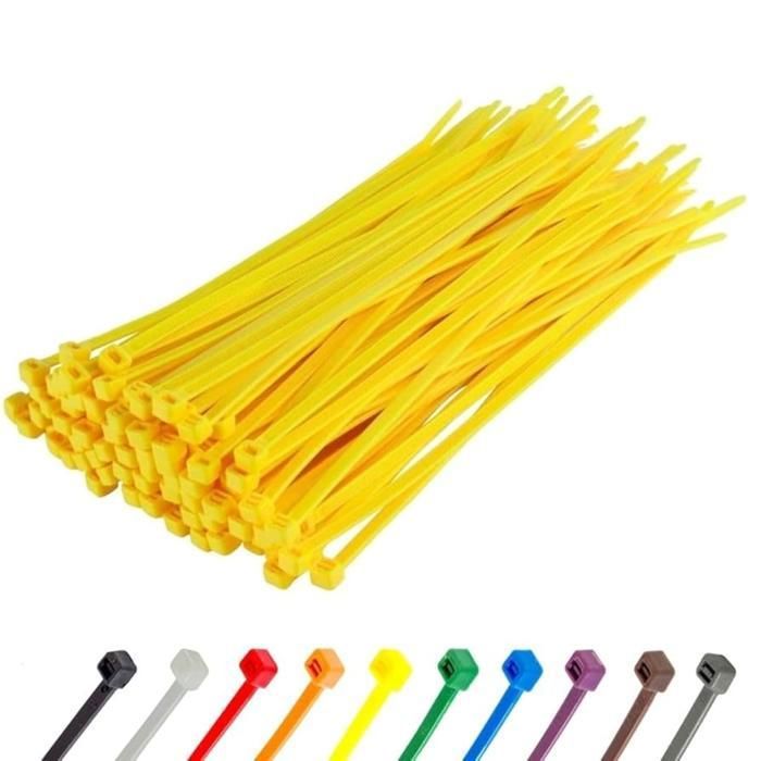 Autobloquant fil zip câble attaches organisateur, 4,8x400mm 100psc jaune(Couleur aléatoire)