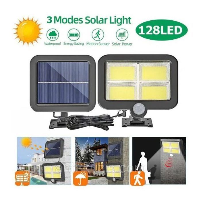Lampe solaire étanche avectélécommande et capteur de mouvement pour jardin, porche