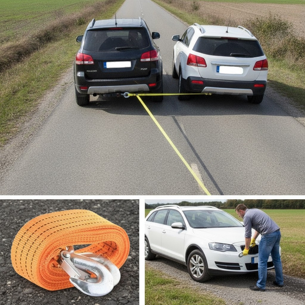 Sangle avec crochet pour treuil et voiture remorquage corde heavy duty route(Couleur aléatoire) - Marjane Mall - Image 4