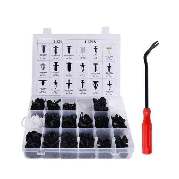 Kit de 415 clips de fixation automatique mixtes avec outil de suppression