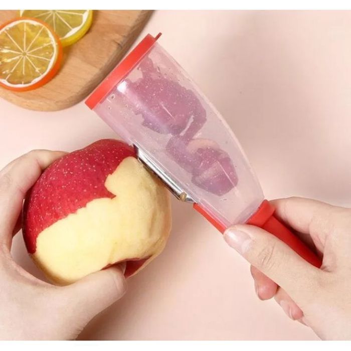 Éplucheur multifonctions avec récipient, couteau d'office en acier inoxydable pour fruits