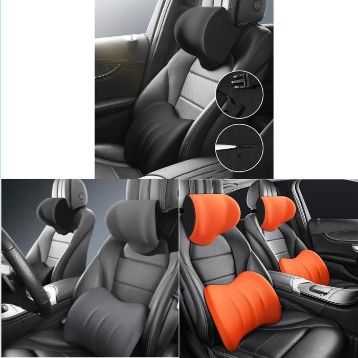 Coussins de voiture pour nuque et soutien lombaire - ensemble de 2 pièces