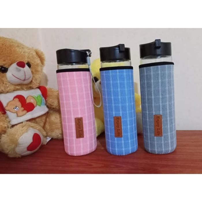 Bouteille d'eau en verre pratique avec pochette pour le sport et les voyages (Couleur aléatoire)
