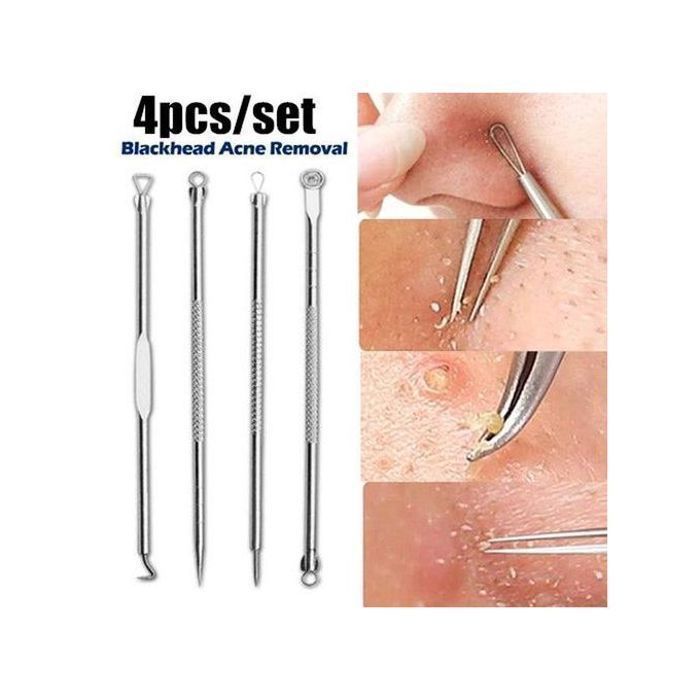 Kit d'aiguilles - MARQUE - Points noirs - Acier inoxydable - Antibactérien - Poignée antidérapante