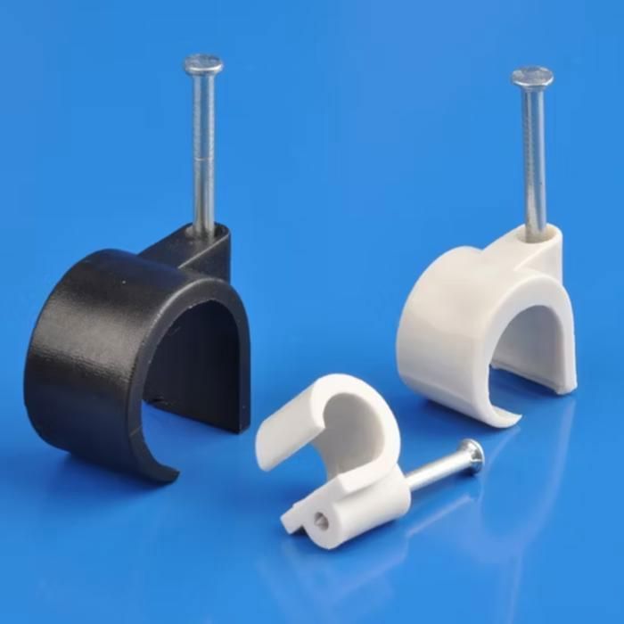 Kit de 100 clips de câble ronds en acier 6mm,pour câbles électriques  (Couleur aléatoire)