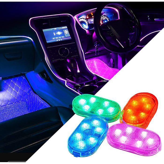 4 Pièces Plafonnier LED Intérieur de Voiture - Lumière de Lecture Tactile - (Couleur Aléatoire)