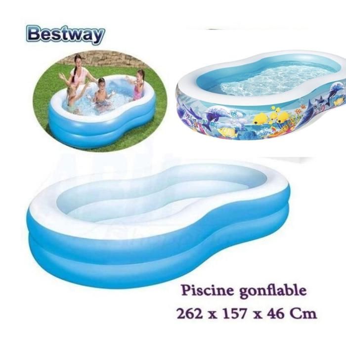 Piscine familiale gonflable bestway pour jardin (262 x 157 x 46 cm)