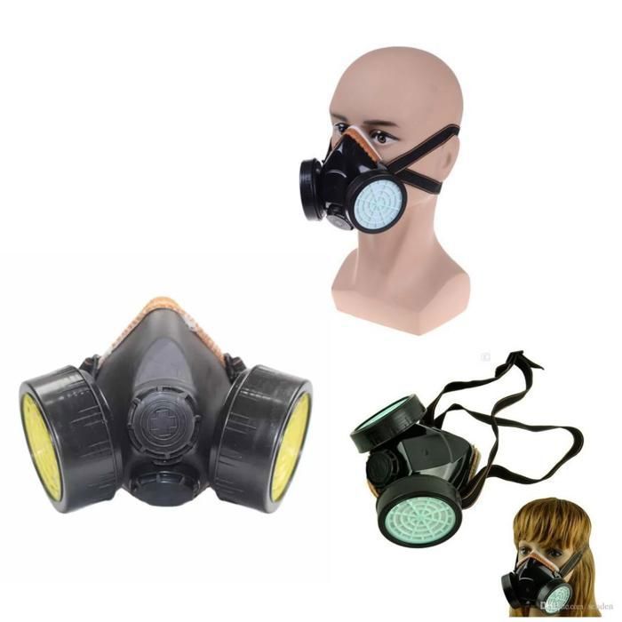 Masque anti-poussière masque a gaz double cartouche chimique respiratoire