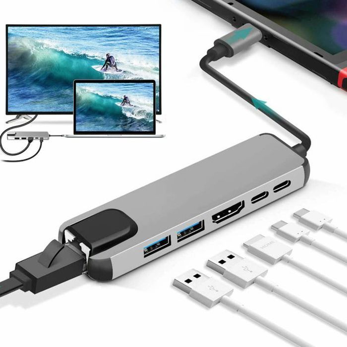 Hub typec vers hd 6 ports 4k