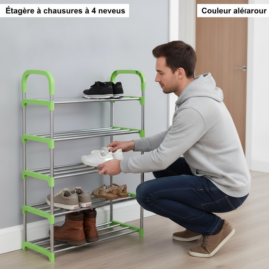 Étagère à chaussures à 4 niveaux (Couleur aléatoire) - Marjane Mall - Image 4