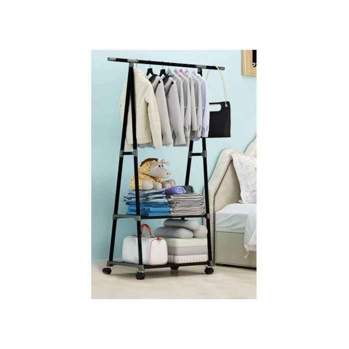 Porte-vêtements style simple, étagère de rangement suspendue avec roues,