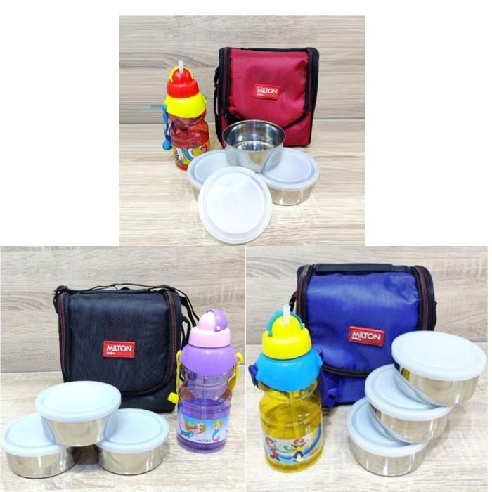 Milton pack de sac à lunch avec 3 boîte à lunch en acier inoxydable et une bouteille ,5pcs