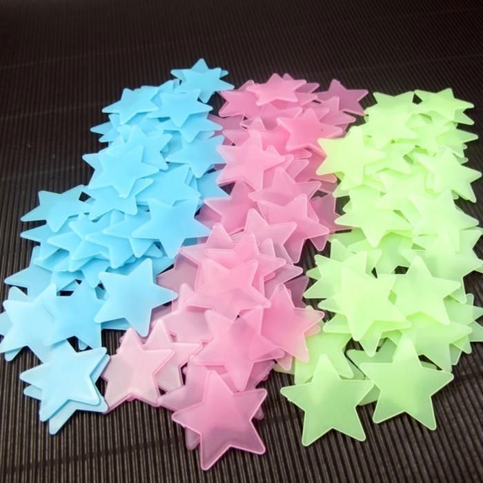 Deco chambre bebe etoiles lumineuses autocollant fluo