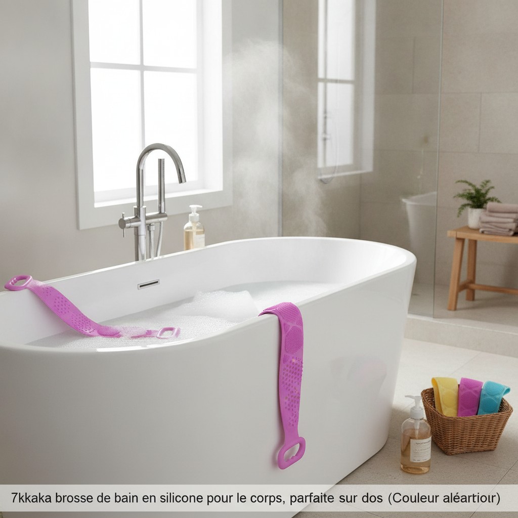 7kkaka brosse de bain en silicone pour le corps, parfaite pour le dos (Couleur aléatoire) - Marjane Mall - Image 3